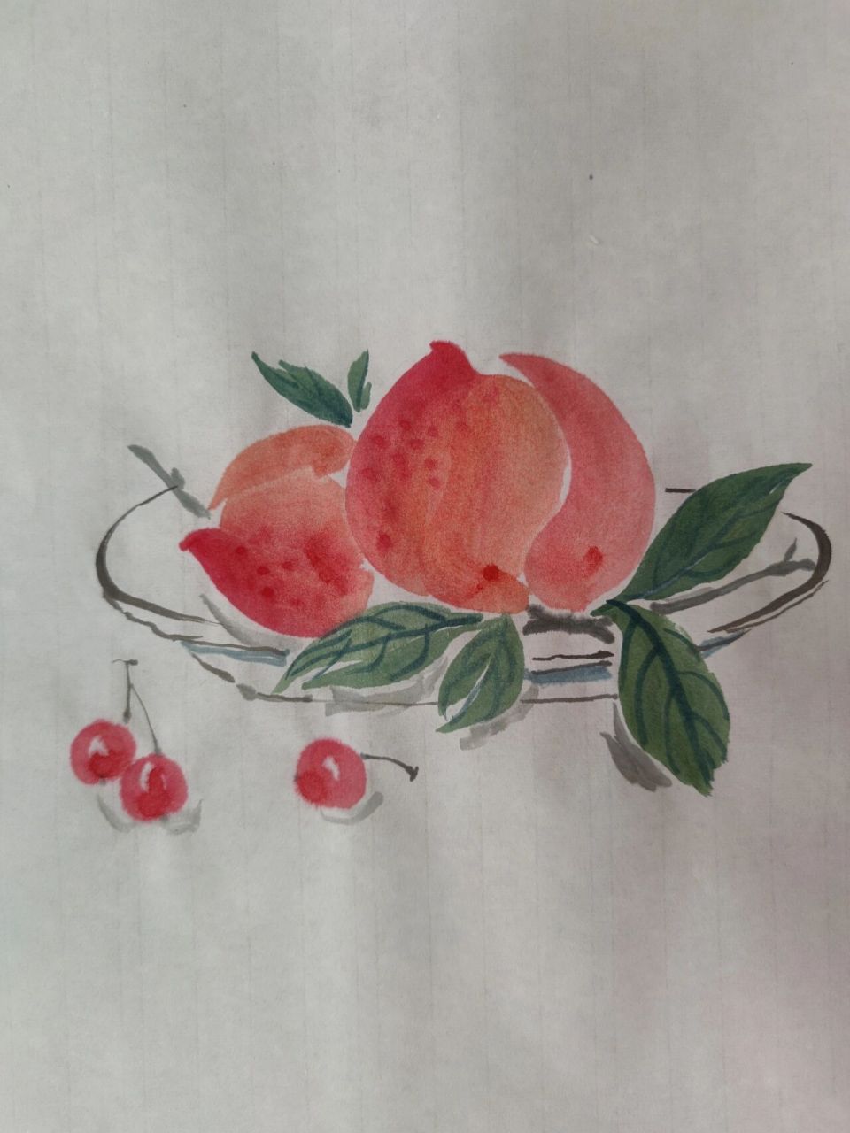 《国画写意寿桃》桃子99水蜜桃 最后一张图片附有保姆级别步骤示意