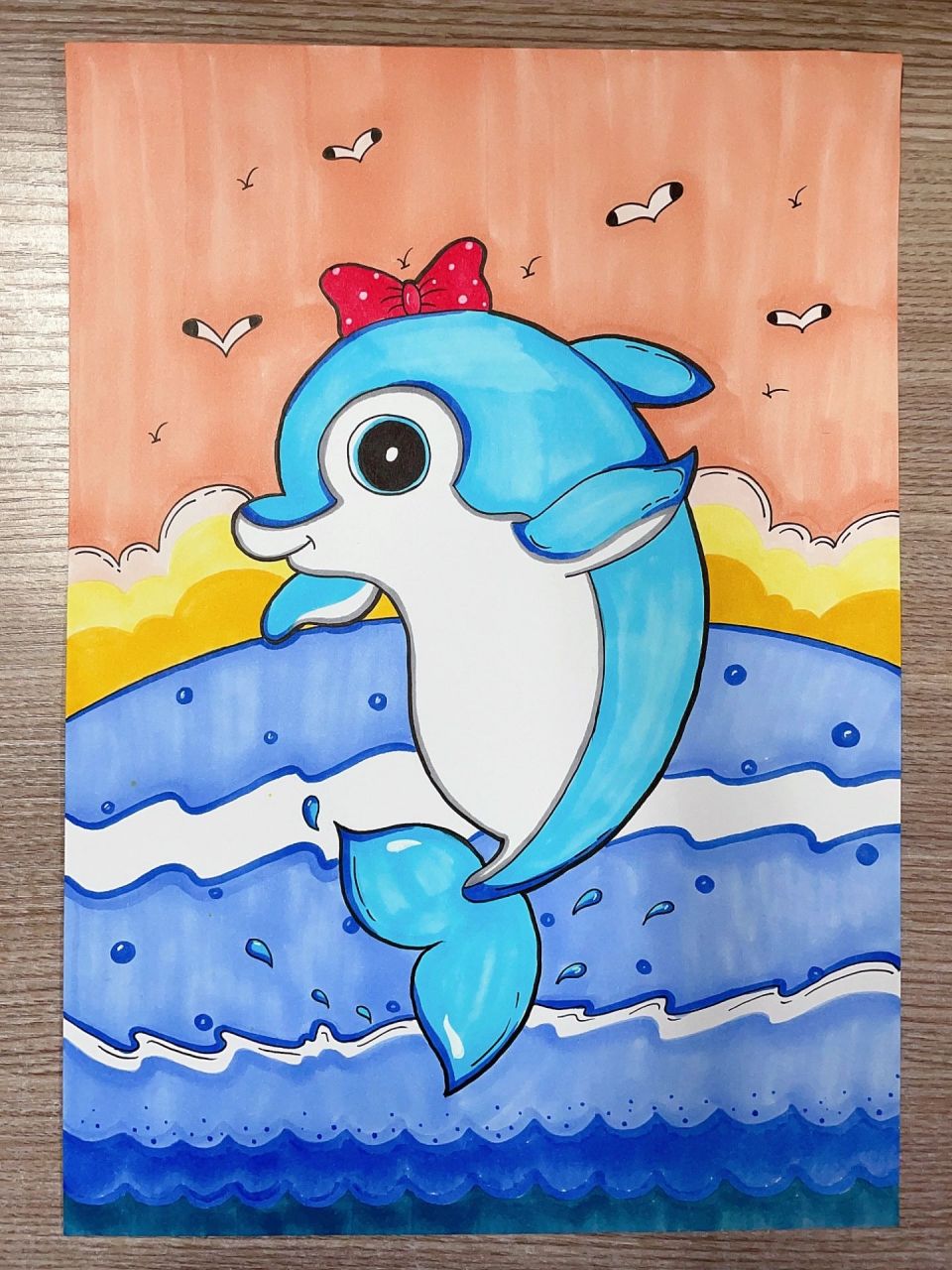 儿童画|海洋生物系列|海豚98 - 前方的风景好 我的意思是别回头