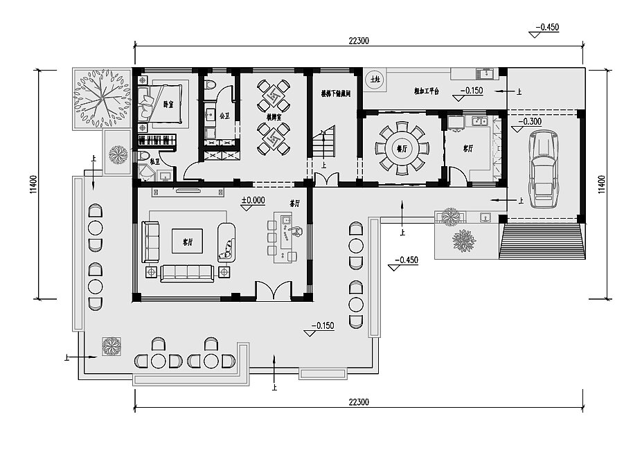 带车库两层半极简现代风别墅(附平面图)