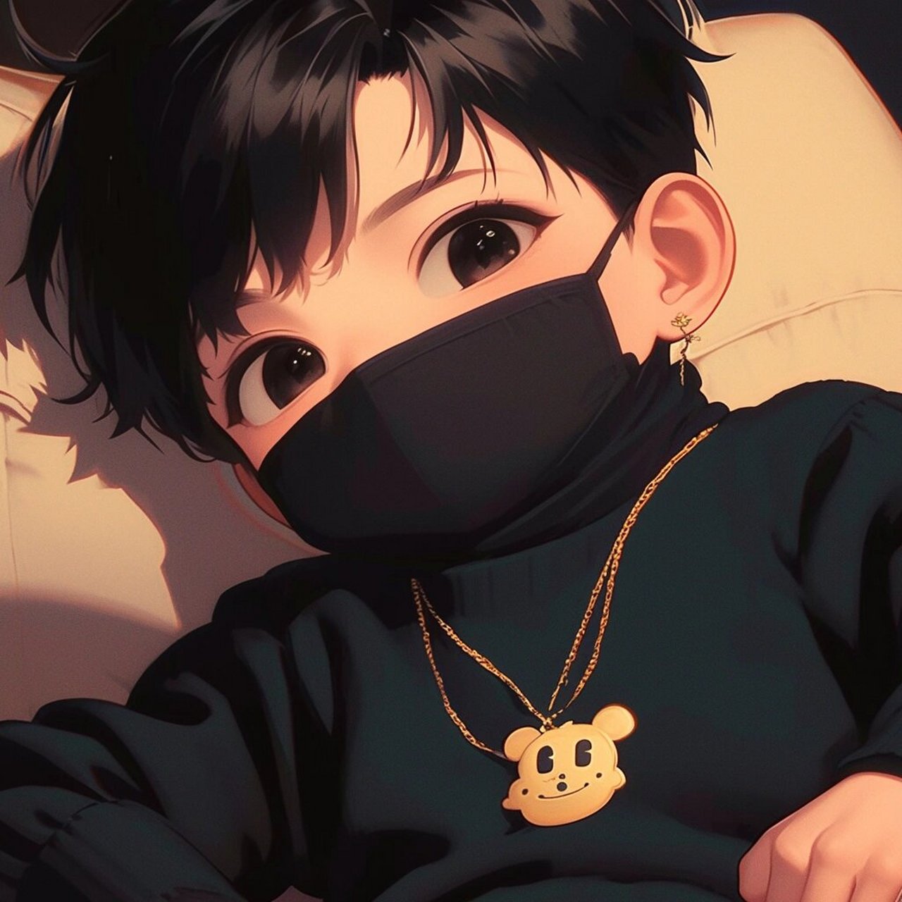 男孩头像02霸气02帅气02可爱02动漫 黑衣黑口罩酷酷的小孩哥