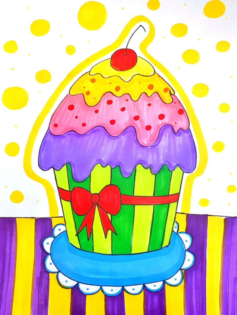 纸杯蛋糕儿童画 #马克笔# #卡通画# #儿童画# #纸杯蛋糕卡通画# #儿童