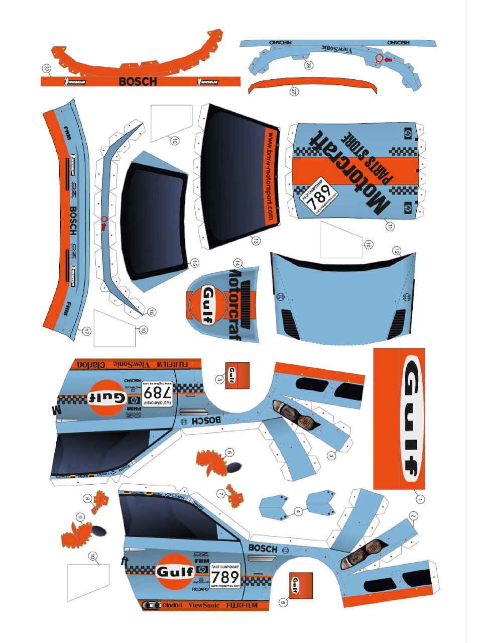 图纸分享# 海湾石油gulf宝马纸模型 收到了伙伴们的心电感应,分享给