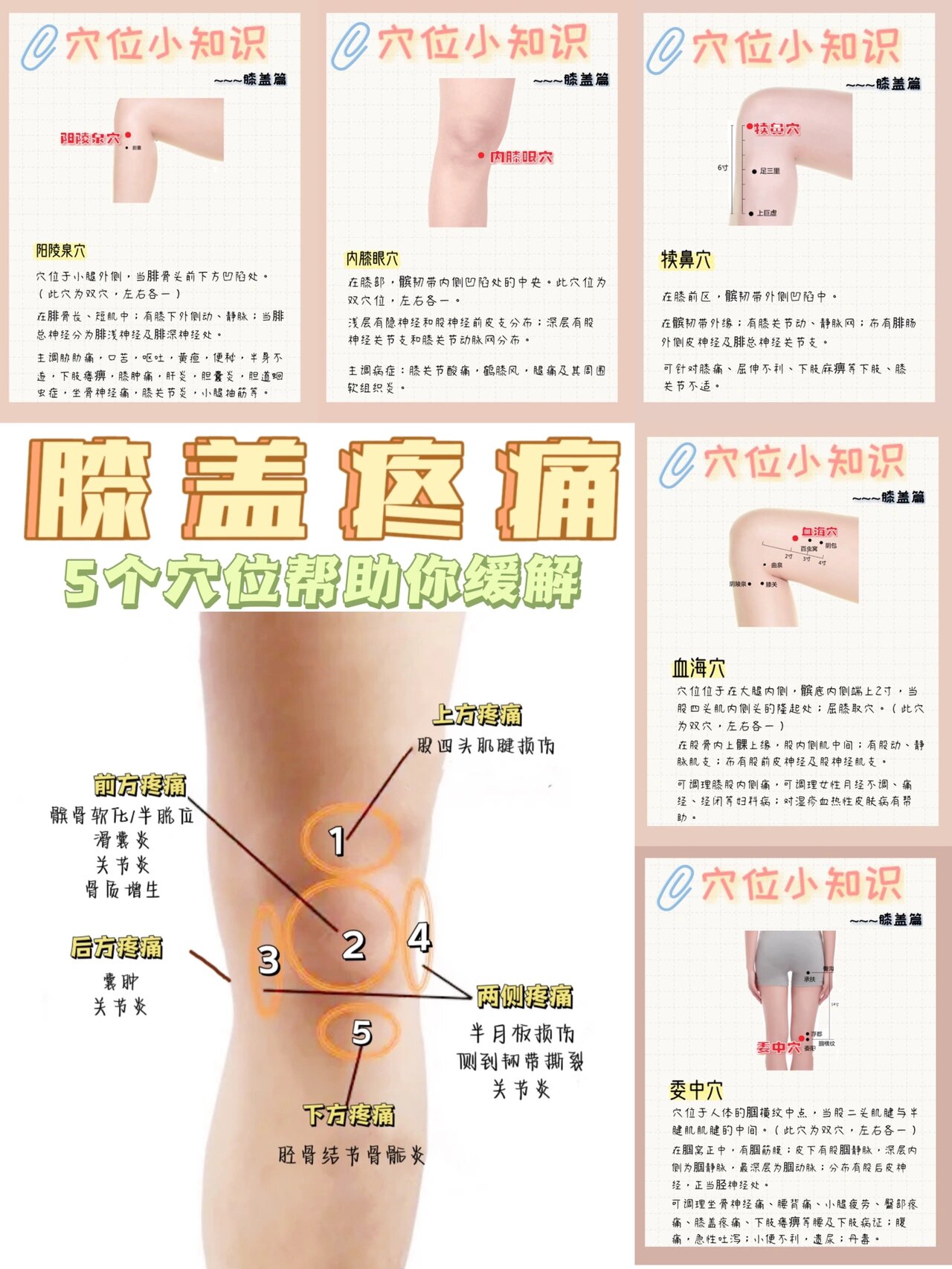 关于膝盖疼你该知道的五个穴位