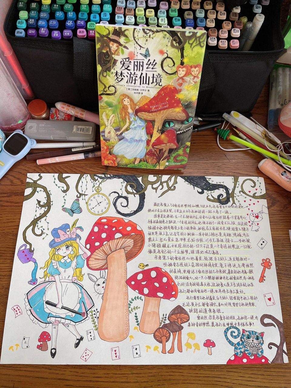 世界读书日 老师布置的读书节手抄报 爱丽丝梦游仙境手抄报