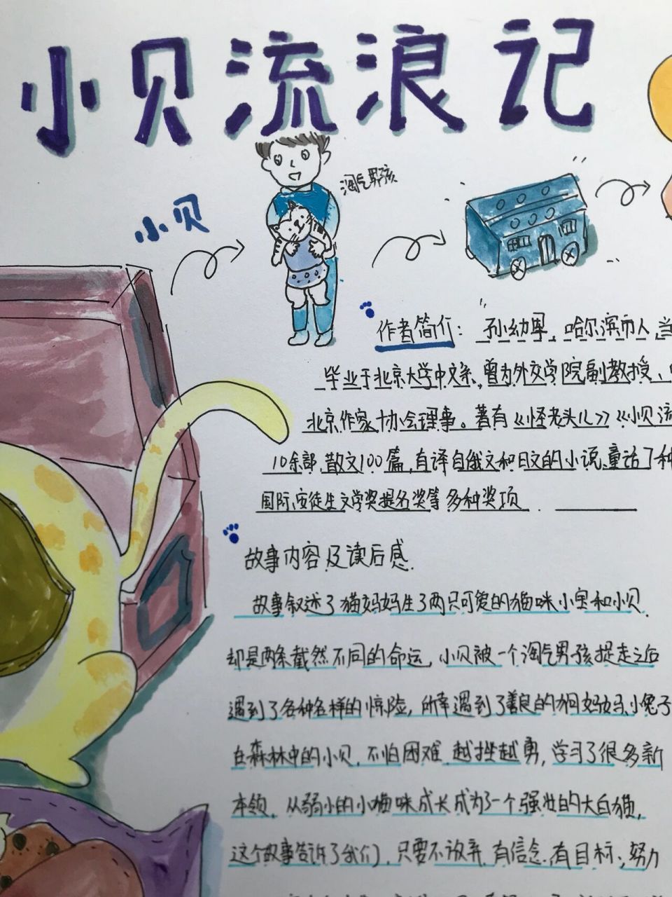 三年级-阅读小报-怪老头手抄报 三年级手抄报-怪老头-小贝流浪记 阅读