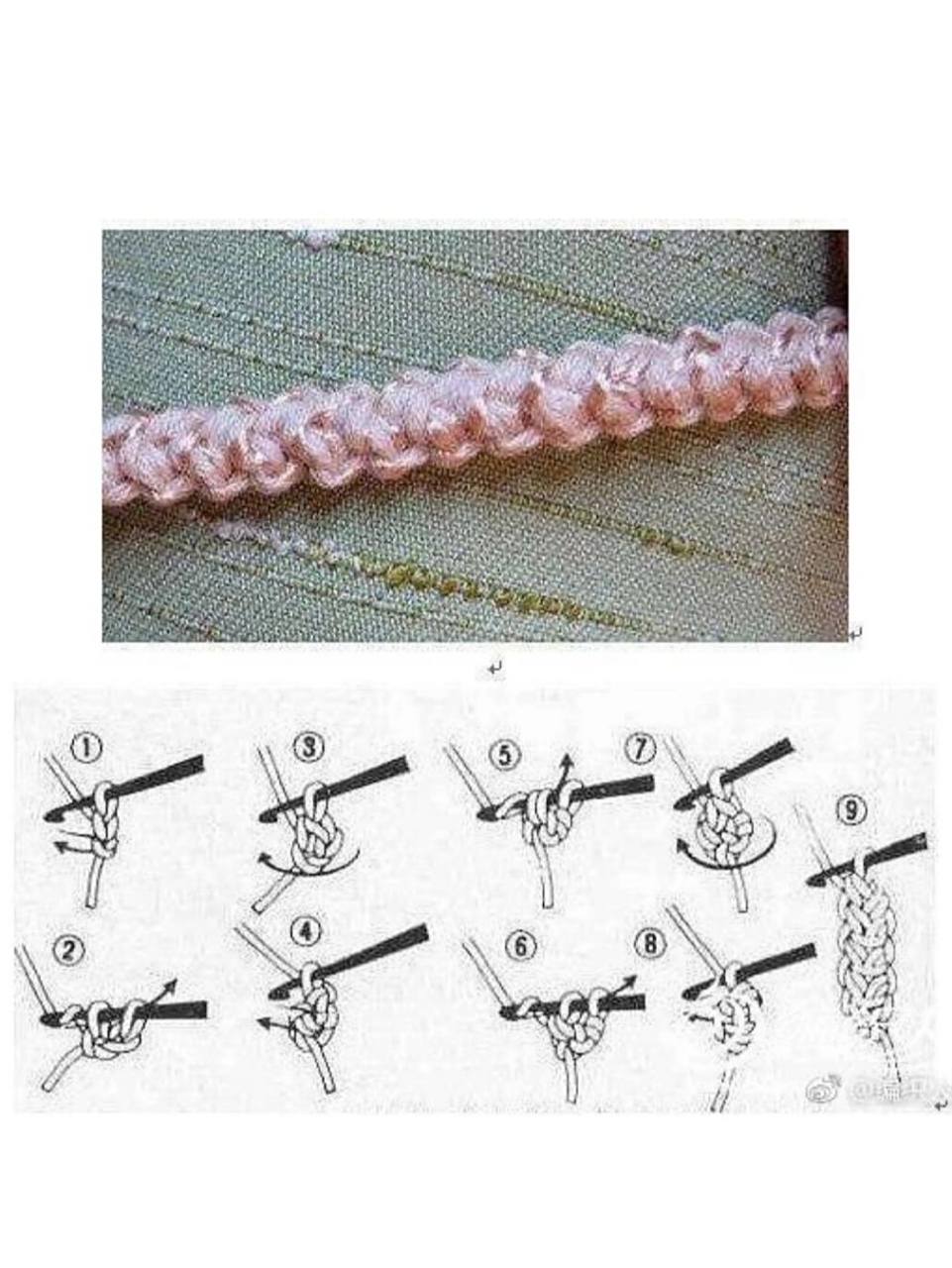 钩织包包带子包绳  窗帘扎绳-附图解 这个方法钩出来的带子很规律,挺