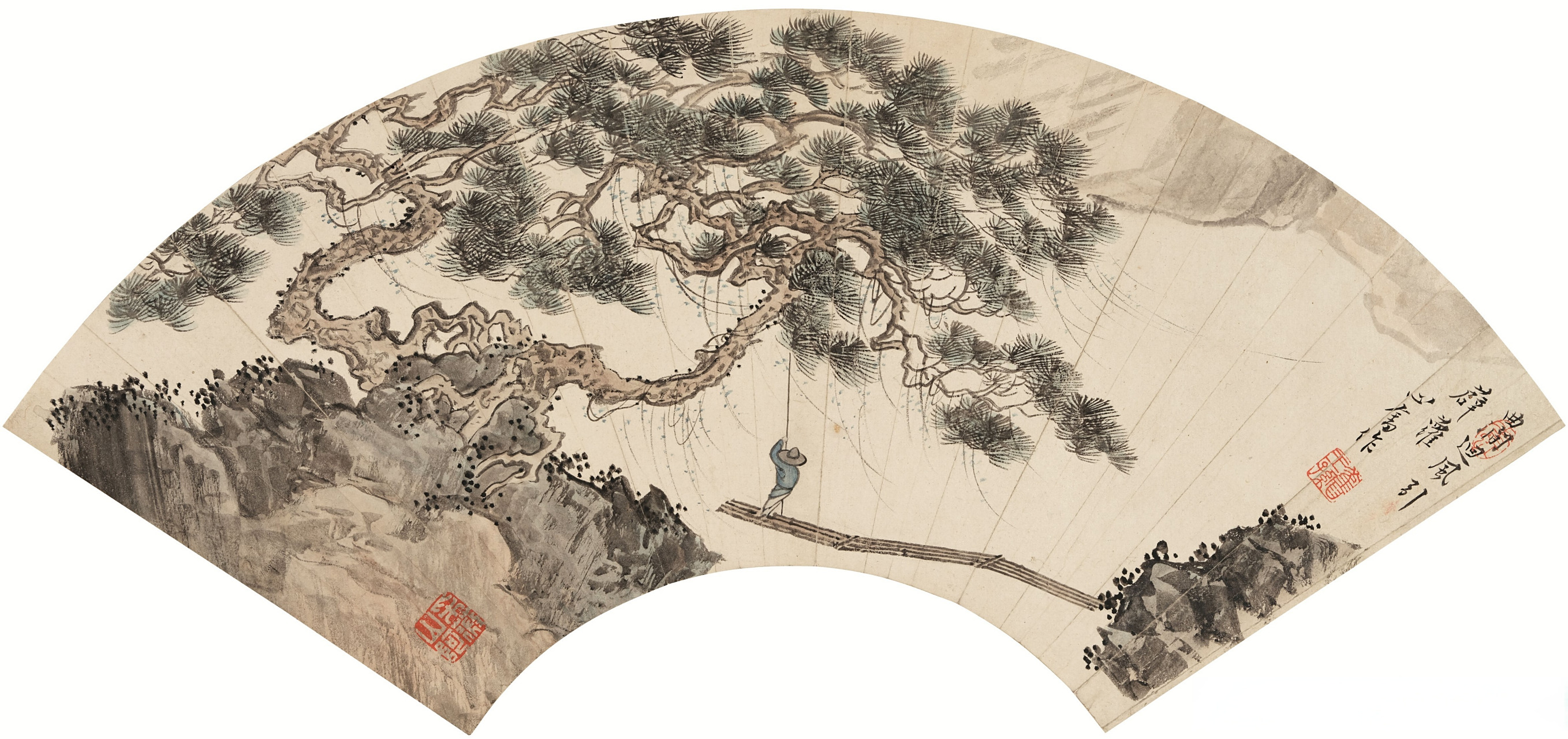 溥儒山水画扇面