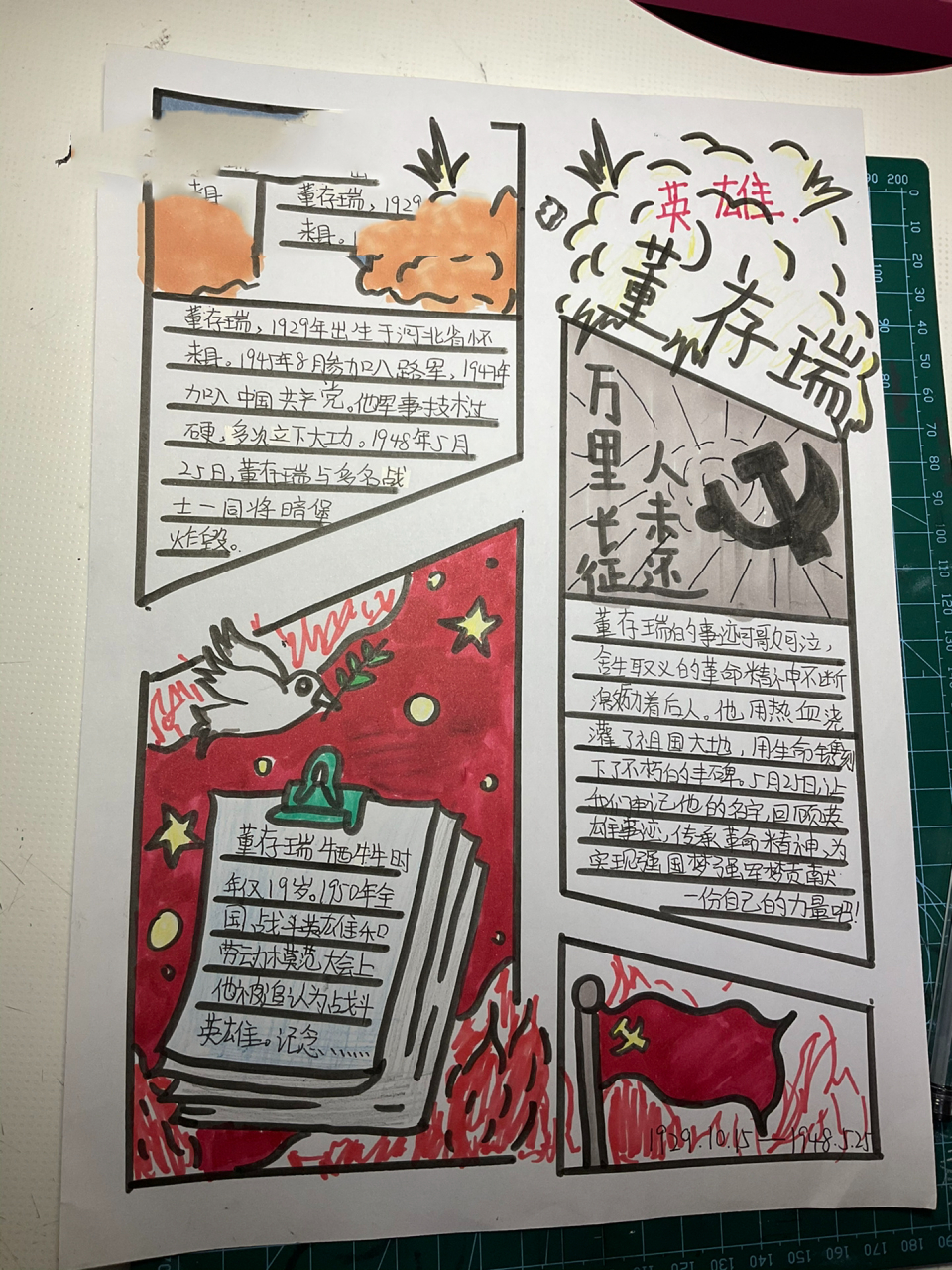 革命英雄董存瑞手抄报,来啦