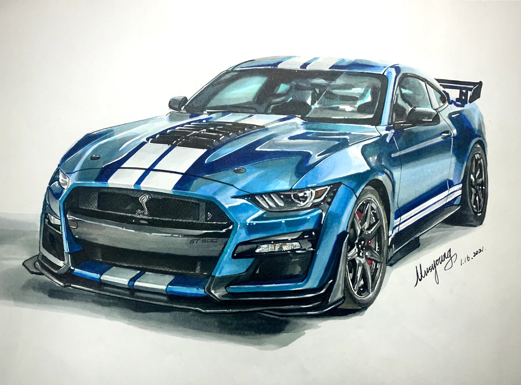 福特野马 谢尔比gt500 马克笔手绘 ford mustang shelby gt500 工具