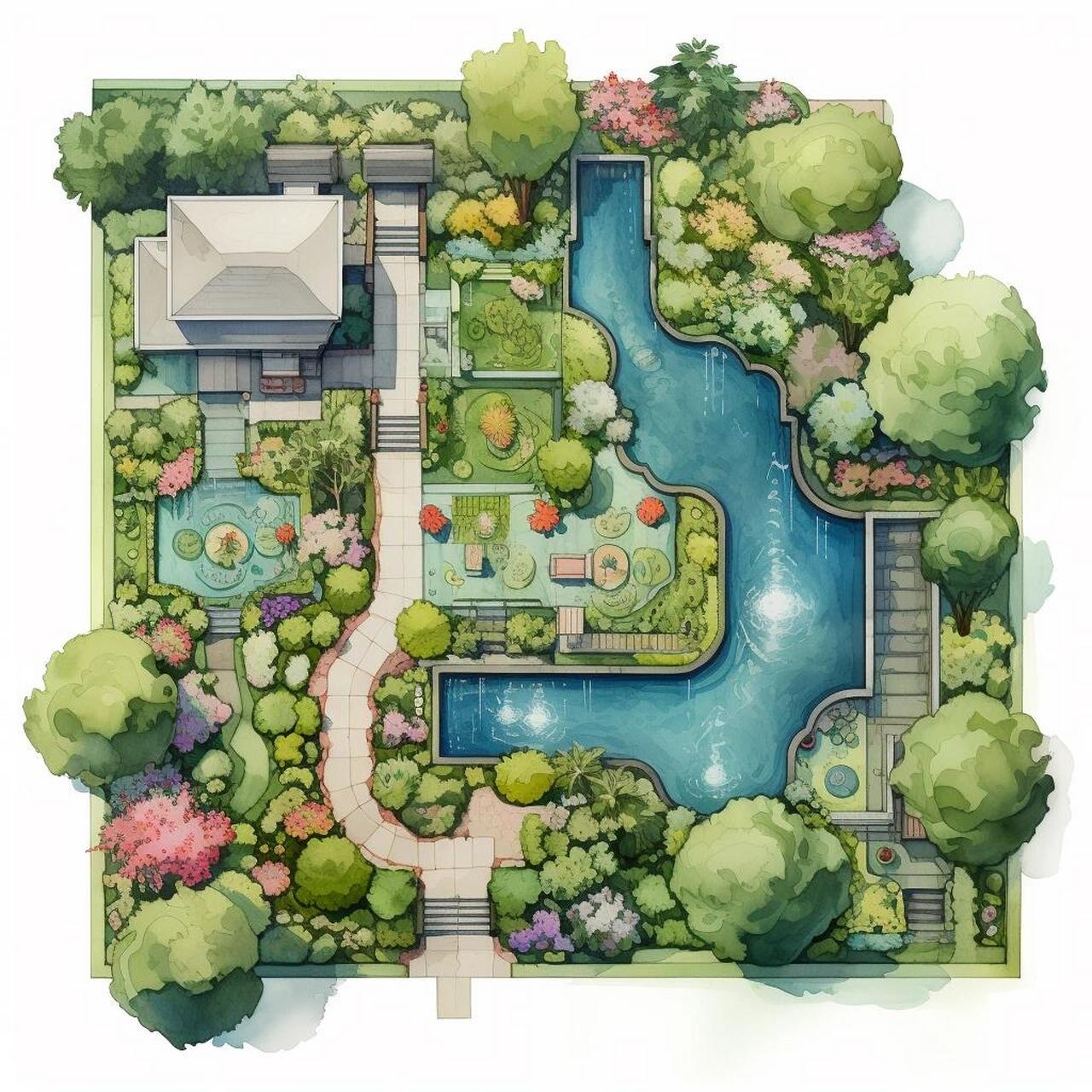 花园景观平面图 一系列手绘花园景观平面图,希望大家喜欢哈
