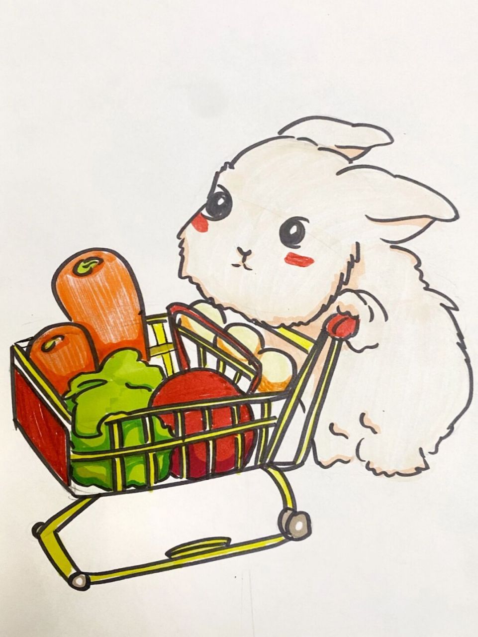 兔子儿童画插画 #马克笔# #儿童画# #卡通画# #儿童插画# #兔子##动物