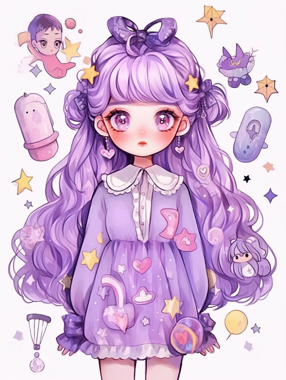 q版紫色萝莉主题 #ai绘画有点东西# #夏日滤镜# #画画的日常# #夏日