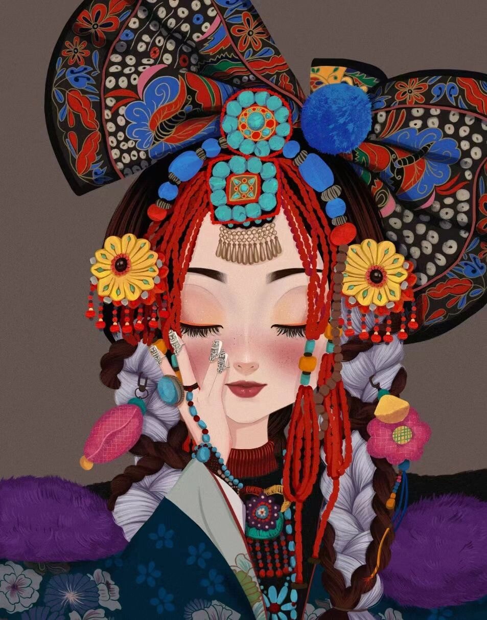 96绘画素材|最炫民族风少女99高清九宫格