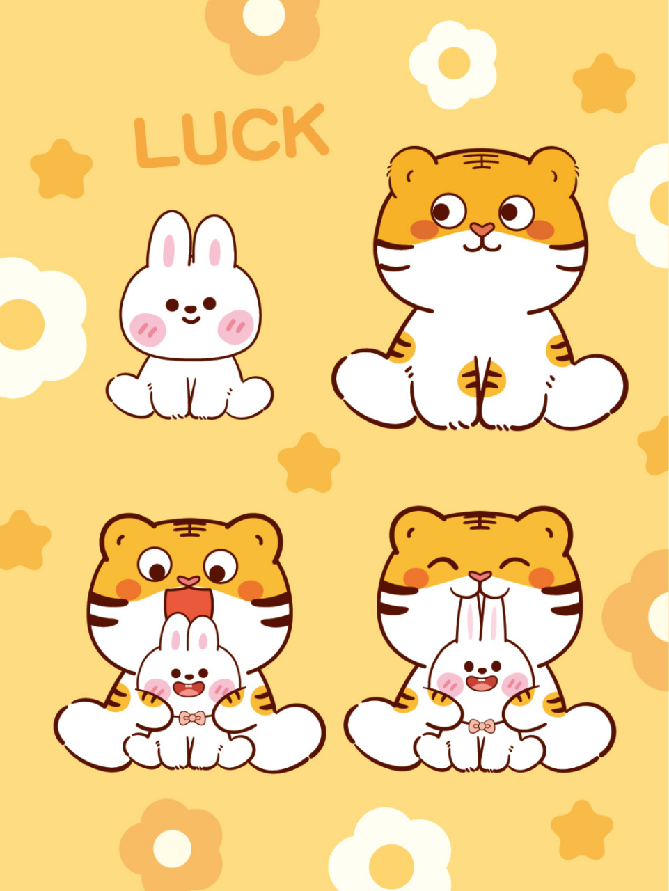 虎萌萌粉白兔叽ip卡通插画表情包装可爱兔子