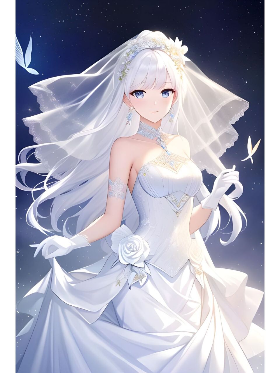 精美婚纱白礼服,动漫二次元绘画人物