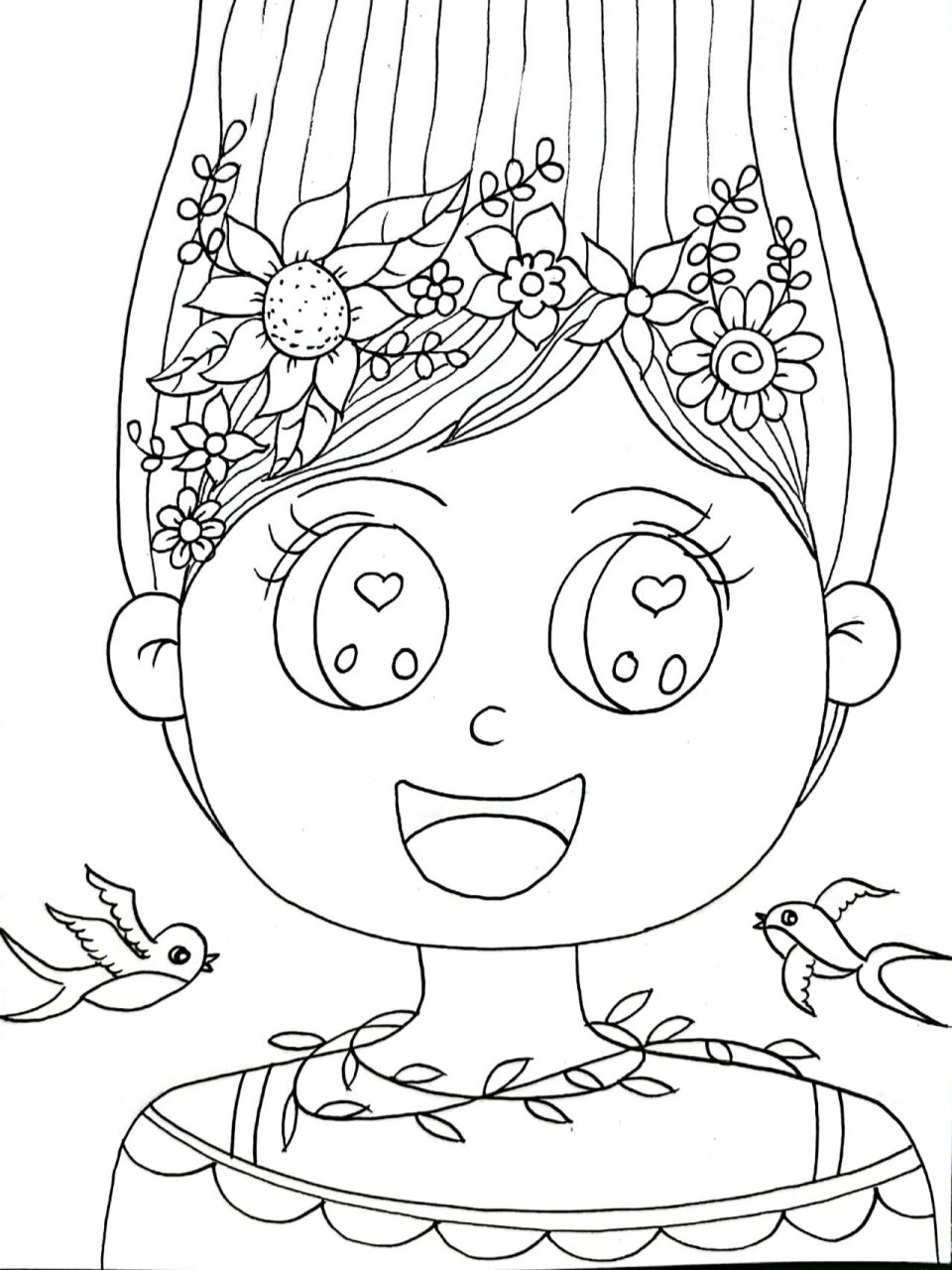 春姑娘春娃娃 创意儿童画 简笔画 马克笔 线     春天来了