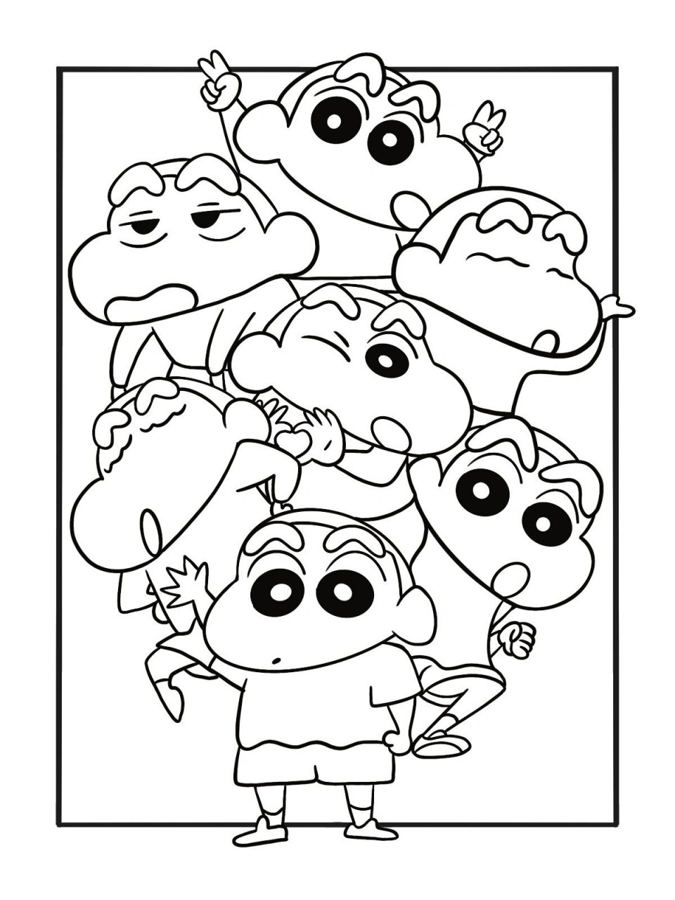 蜡笔小新|简笔画|附线稿|叠叠乐|插画 今天是画小新的一天～ 有线稿