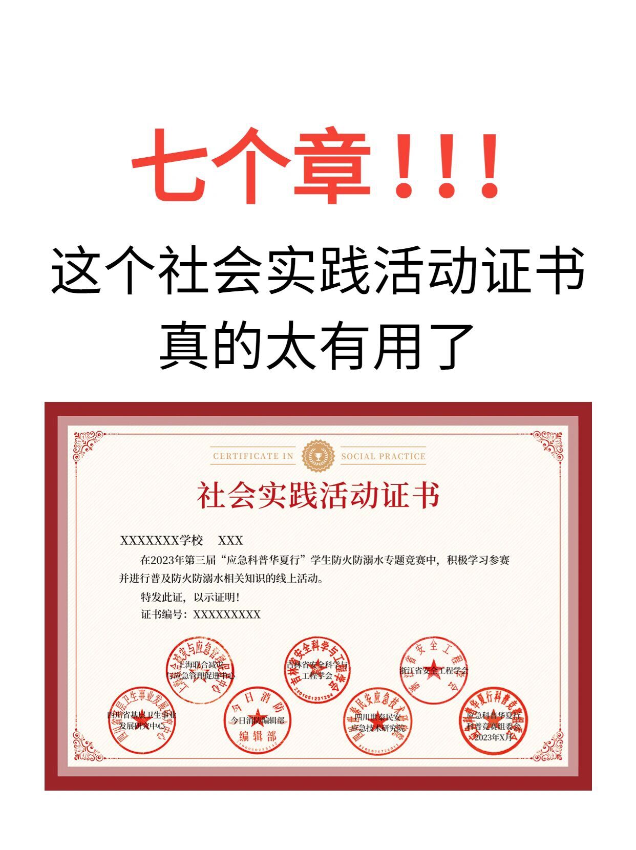 白薅7个章的社会实践证书,题目超简单!