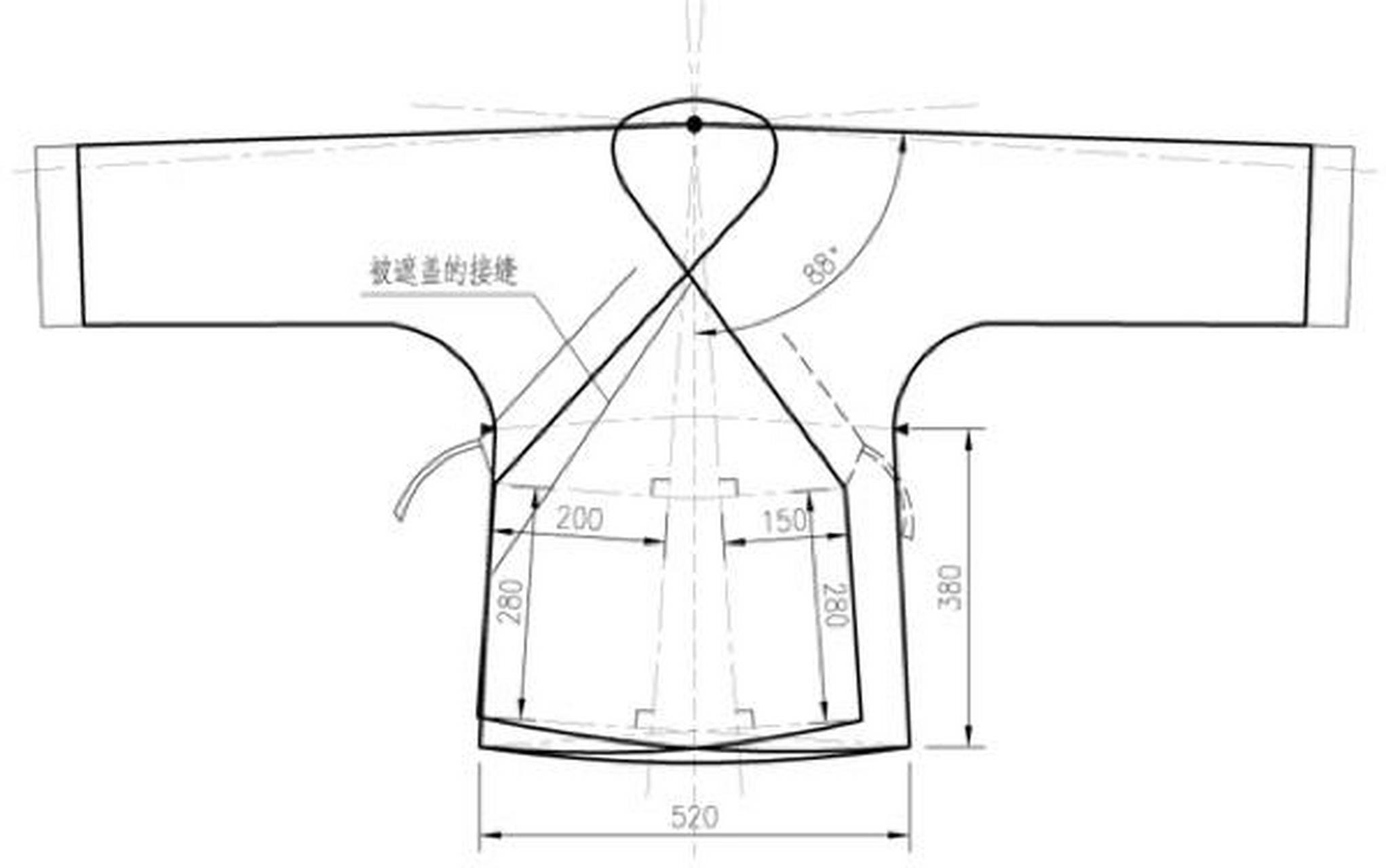 今日裁剪图分享—汉服 今天分享几款汉服的裁剪图,都是很基础简单的