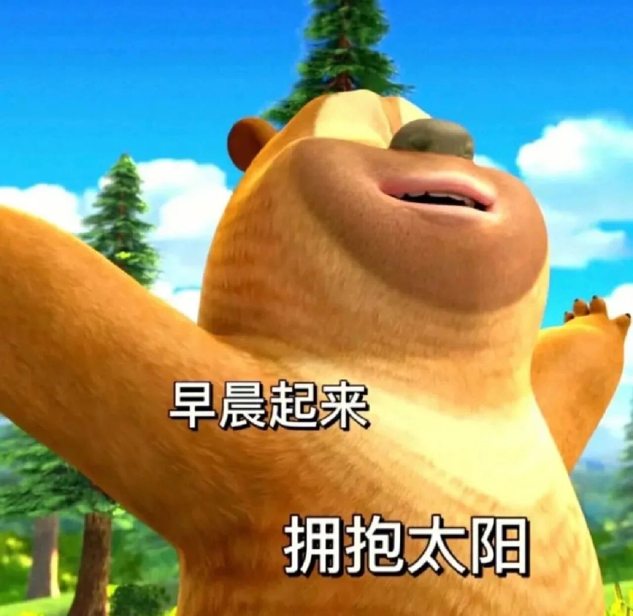 熊大熊二表情包～早晨起来拥抱太阳7715