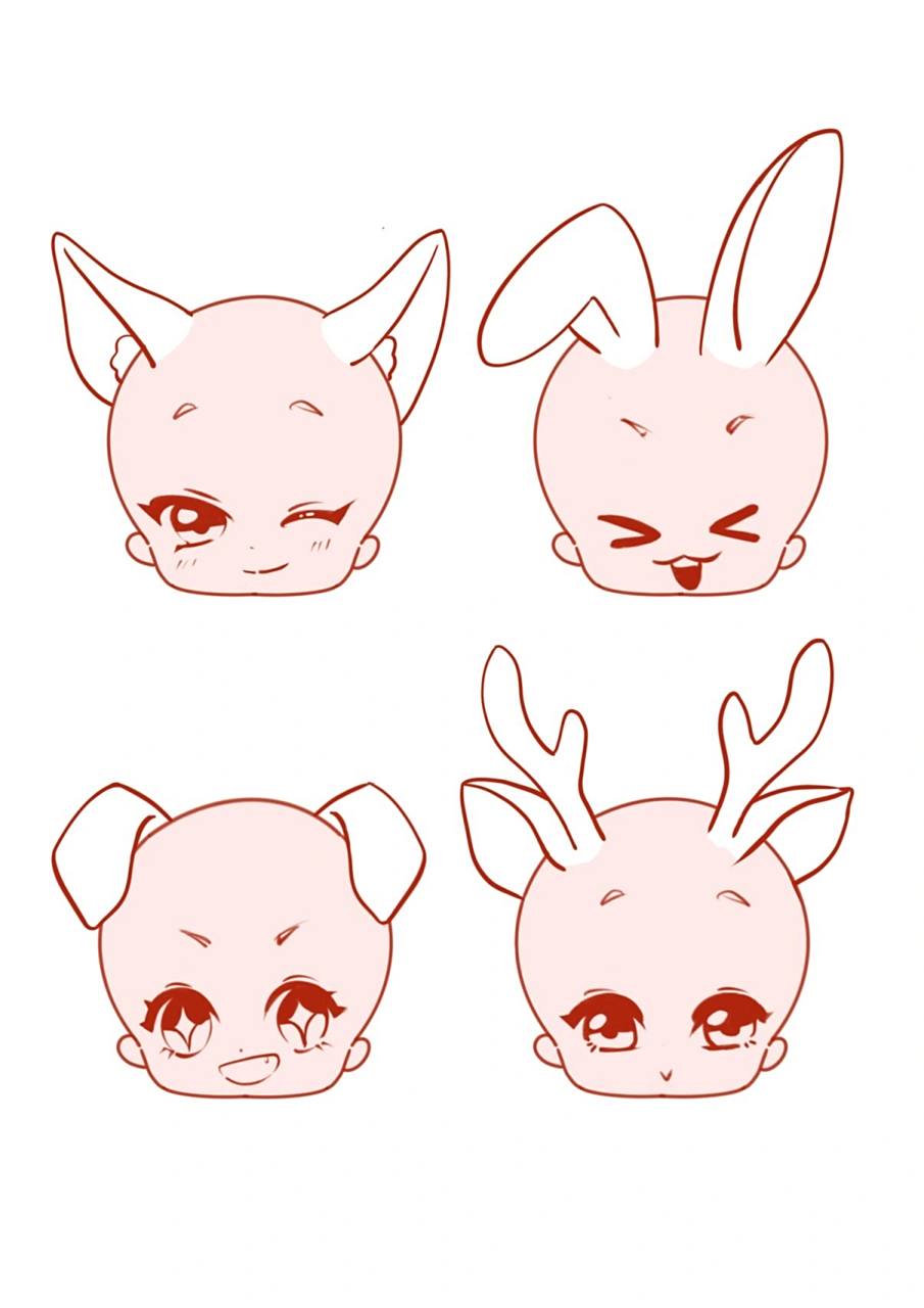 q版猫耳朵画法(内附8种动物耳朵) 【1】猫咪的耳朵并不是从脸部轮廓最