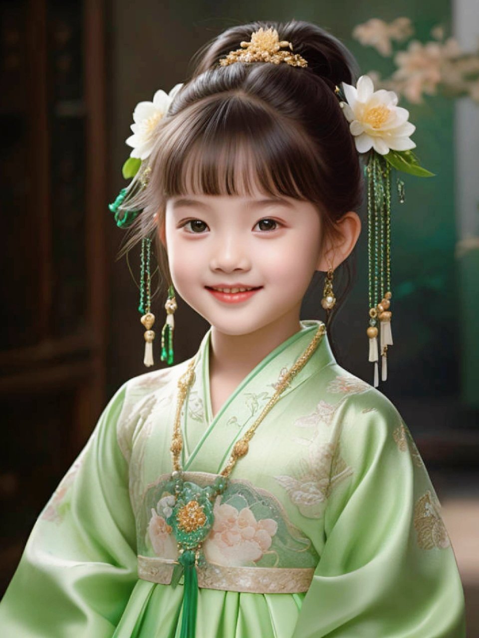 ai可爱小女孩古装 #儿童摄影# #古风写真# #汉服# #最美礼服# #ai绘画