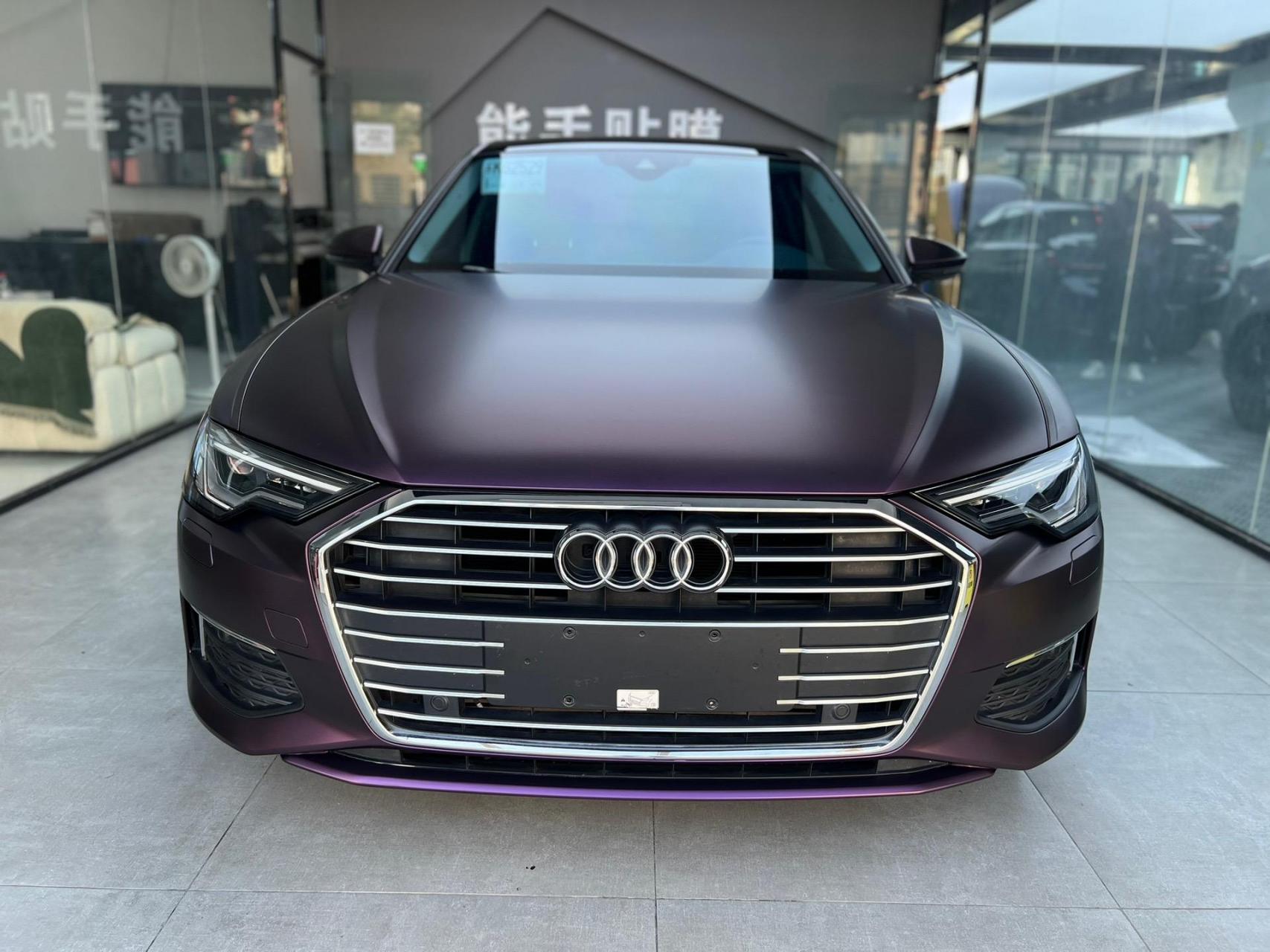 奥迪a6l   黑幻紫  每天一台车衣/改色实拍案例,今日分享:奥迪a6l改色