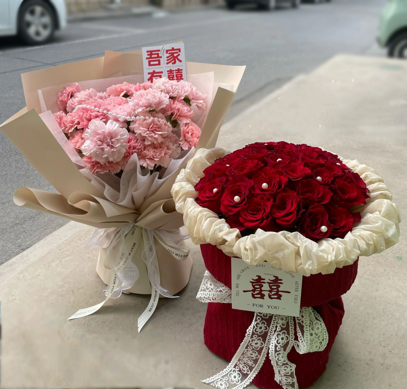 订婚花束|33朵高原红 丈母娘和媳妇一人一束.