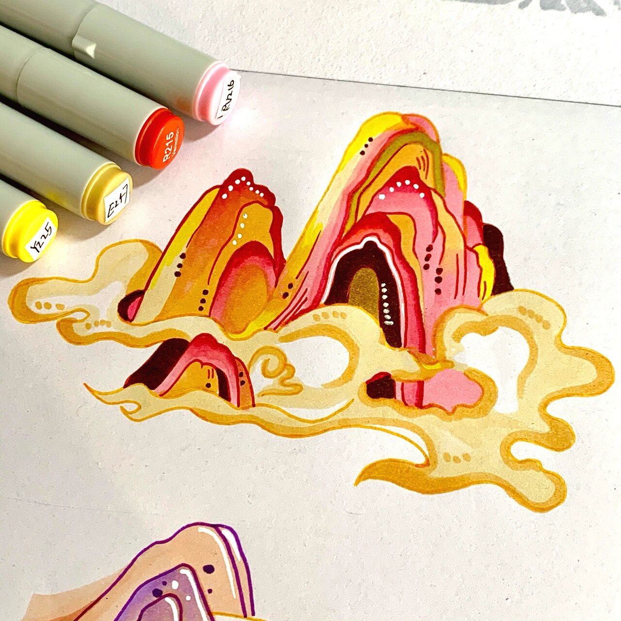 马克笔万能元素打卡——山