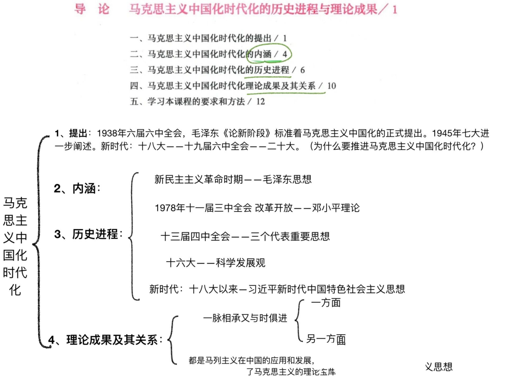 3.马克思主义中国化时代化的历史进程 4.理论成果及其关系?