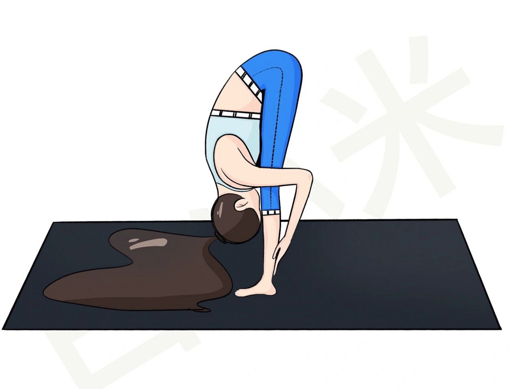 瑜伽插画|瑜伽体式精讲—站立前屈(持续更新) #一起来瑜伽# #插画