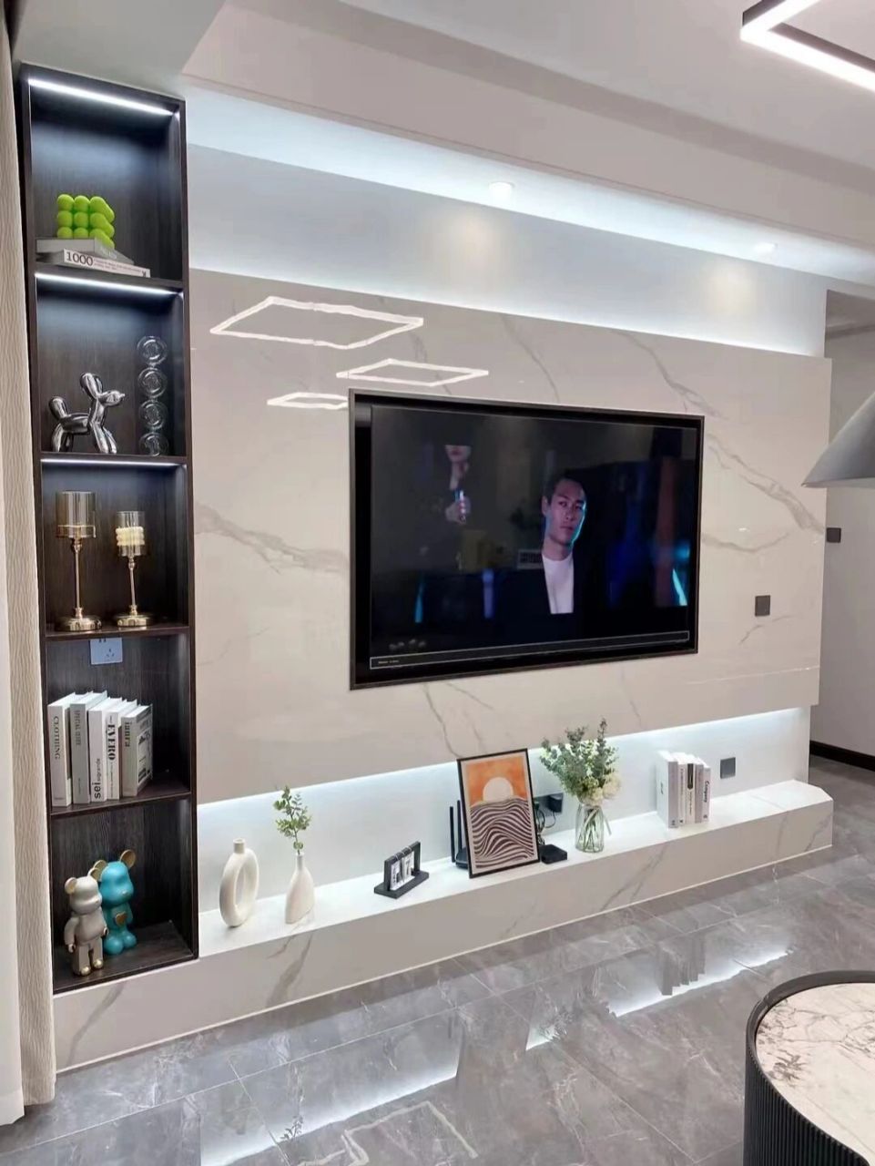 9款2022年流行的简约岩板电视背景墙 97 现代装修设计删繁就简,崇尚