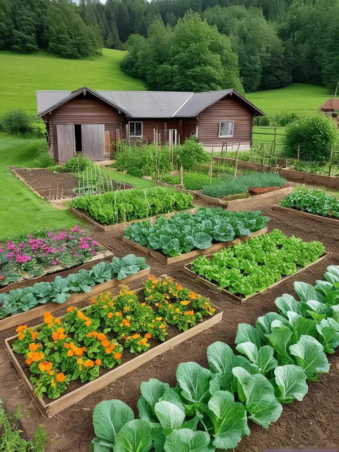 屋前花园绿,园中蔬菜香