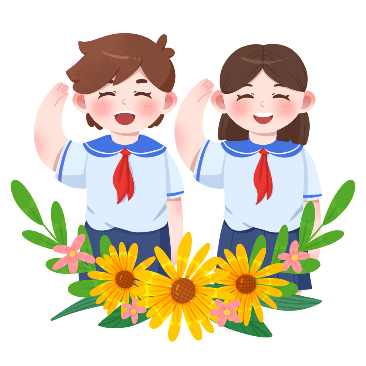 儿童小朋友开学少先队员敬礼素材  可编辑psd png源文件分享  素材