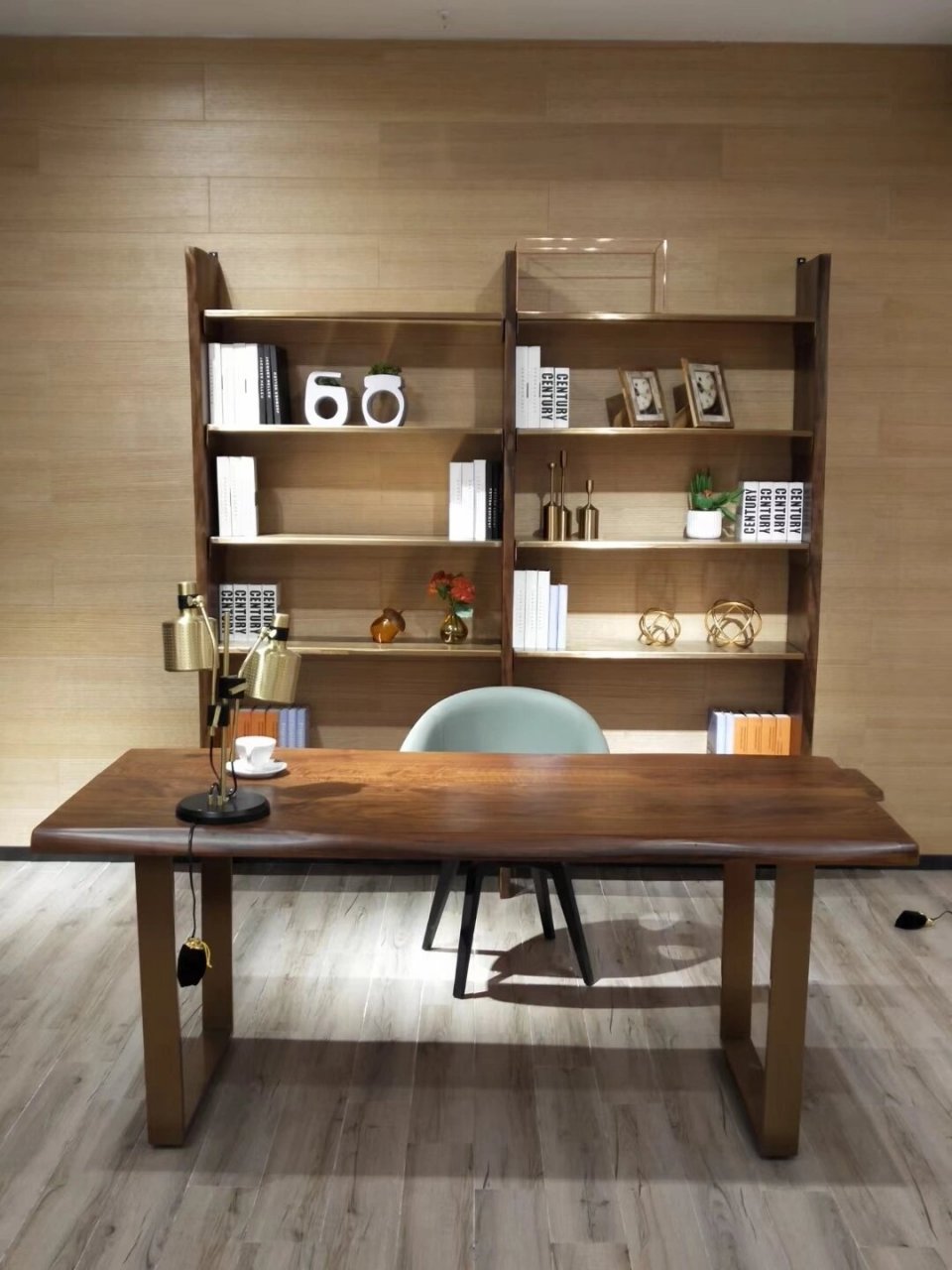 香河莫霞实木家具 原木大板书桌1830*860*770 67北美黑胡桃材质