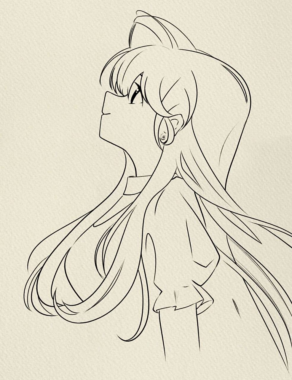 毛利兰简笔画过程 #临摹# #绘画临摹# #铅笔画