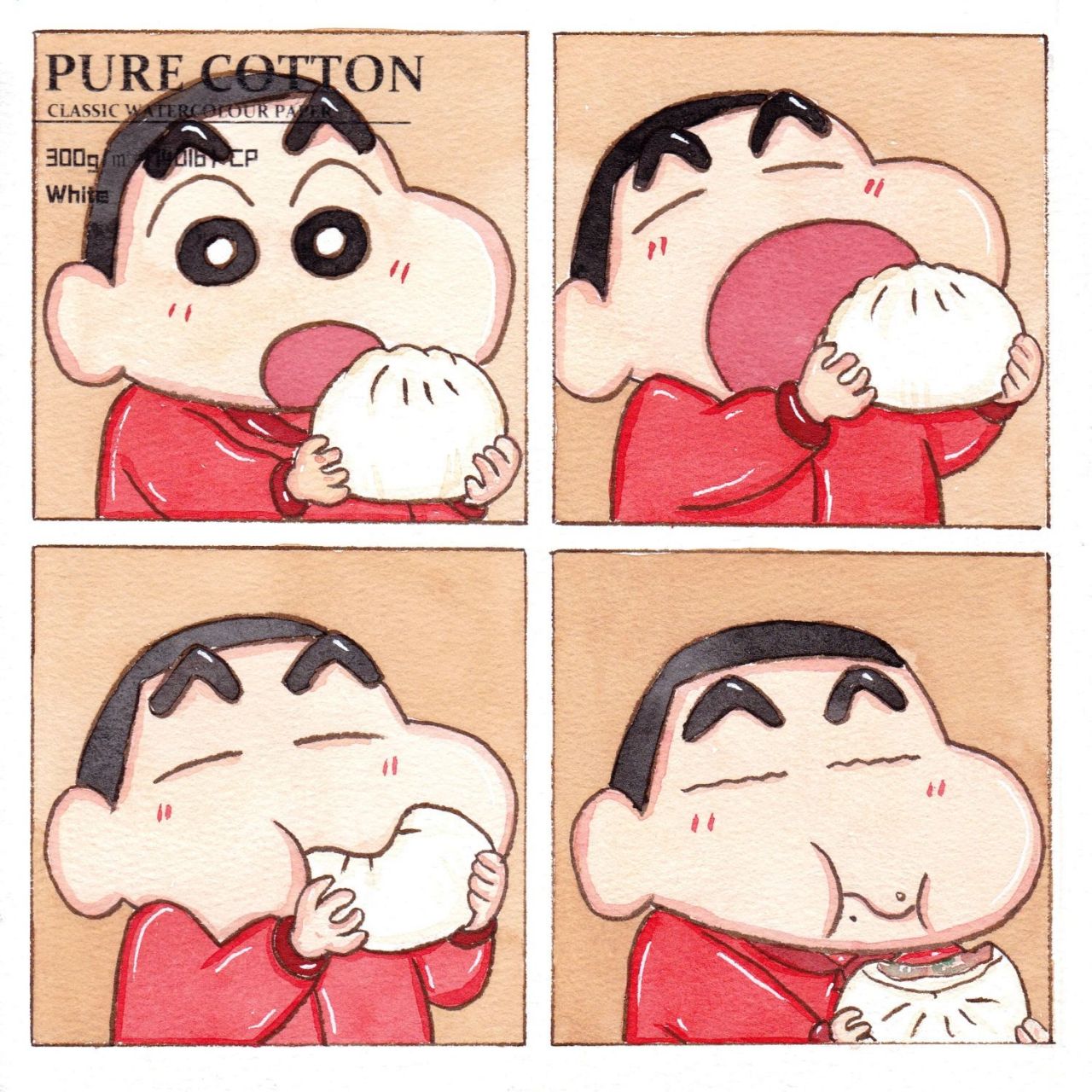 水彩|蜡笔小新的四格动态漫画的绘画过程 没想到这么多的小伙伴喜欢这