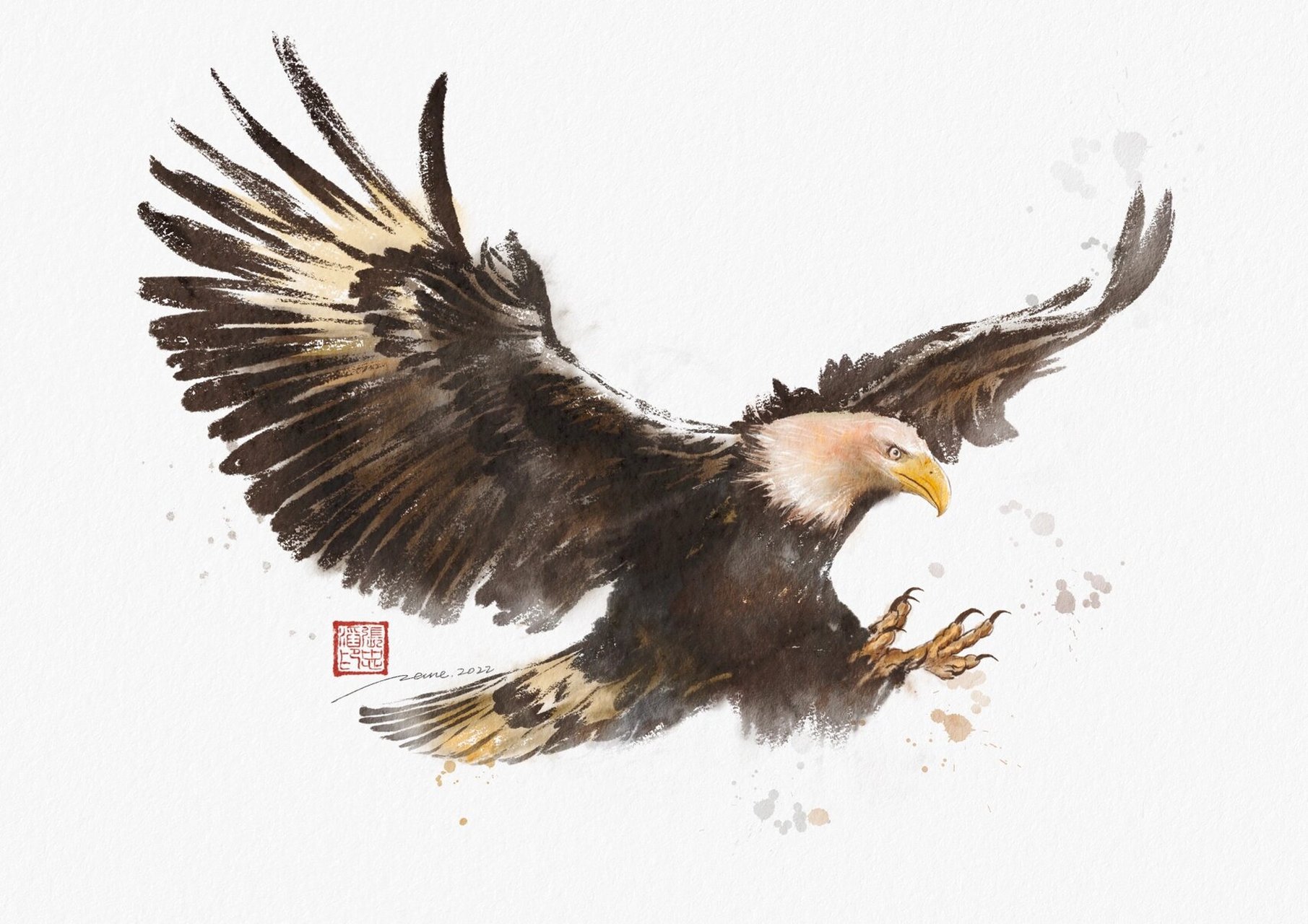 水墨风 老鹰07