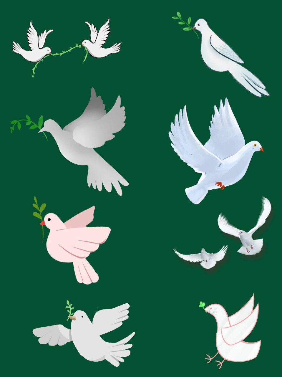喜迎国庆白鸽素材|51款手绘鸽子|和平鸽 十一小长假就要到了,想必大家