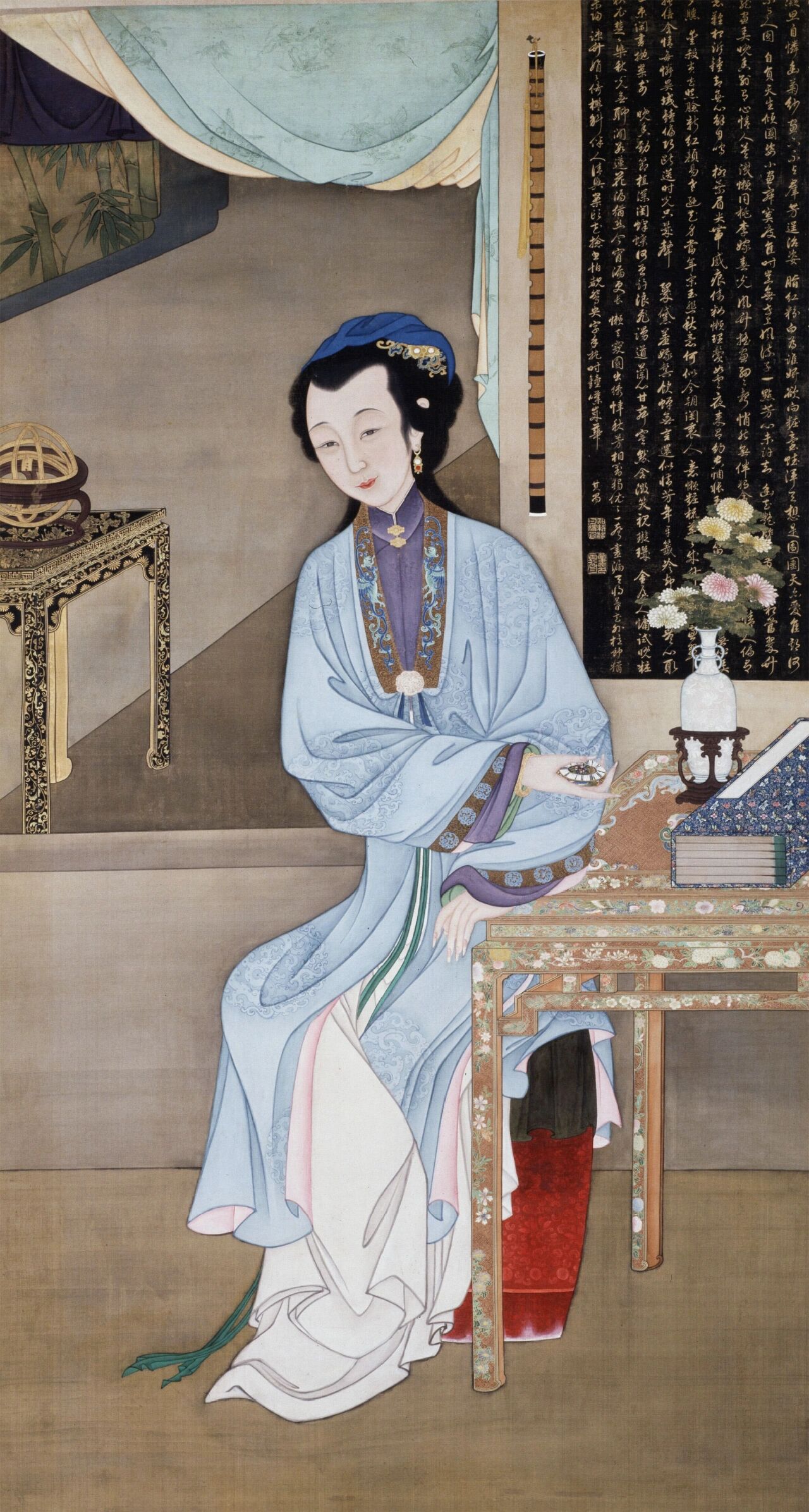 仕女系列,雍正十二美人图(胤禛美人图) 绢本184 x94cm厘米 清佚名