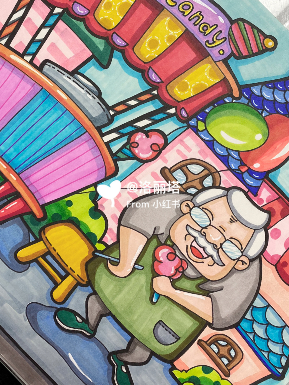 原创《卖棉花糖的老爷爷》 9215商用 #简笔画教程