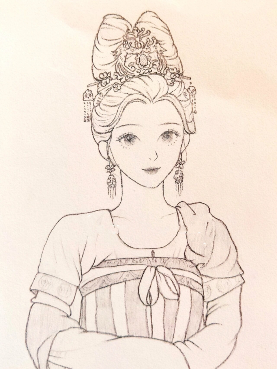 今天画的参考了杨紫在国家宝藏的造型 唐朝公主 78手绘工具:0
