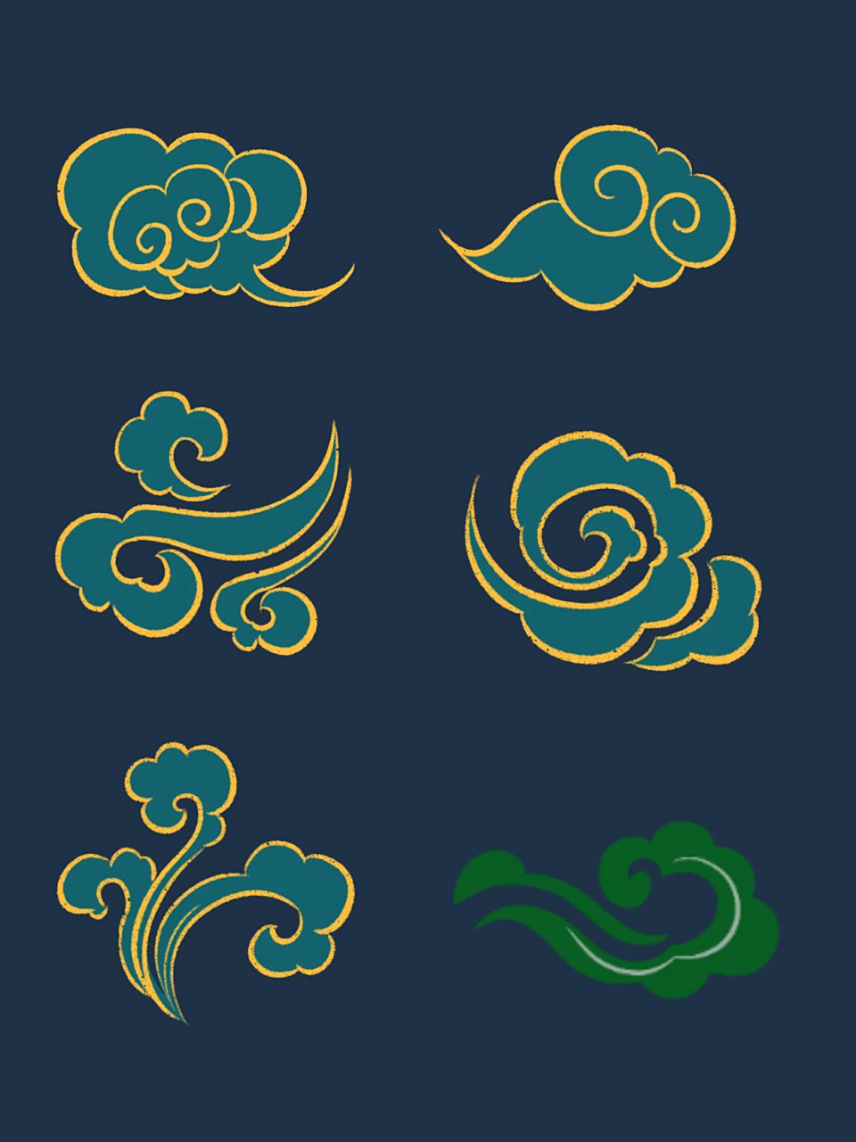 敦煌风祥云彩云96|云纹免扣素材 7815寓意祥瑞之云气,表达了