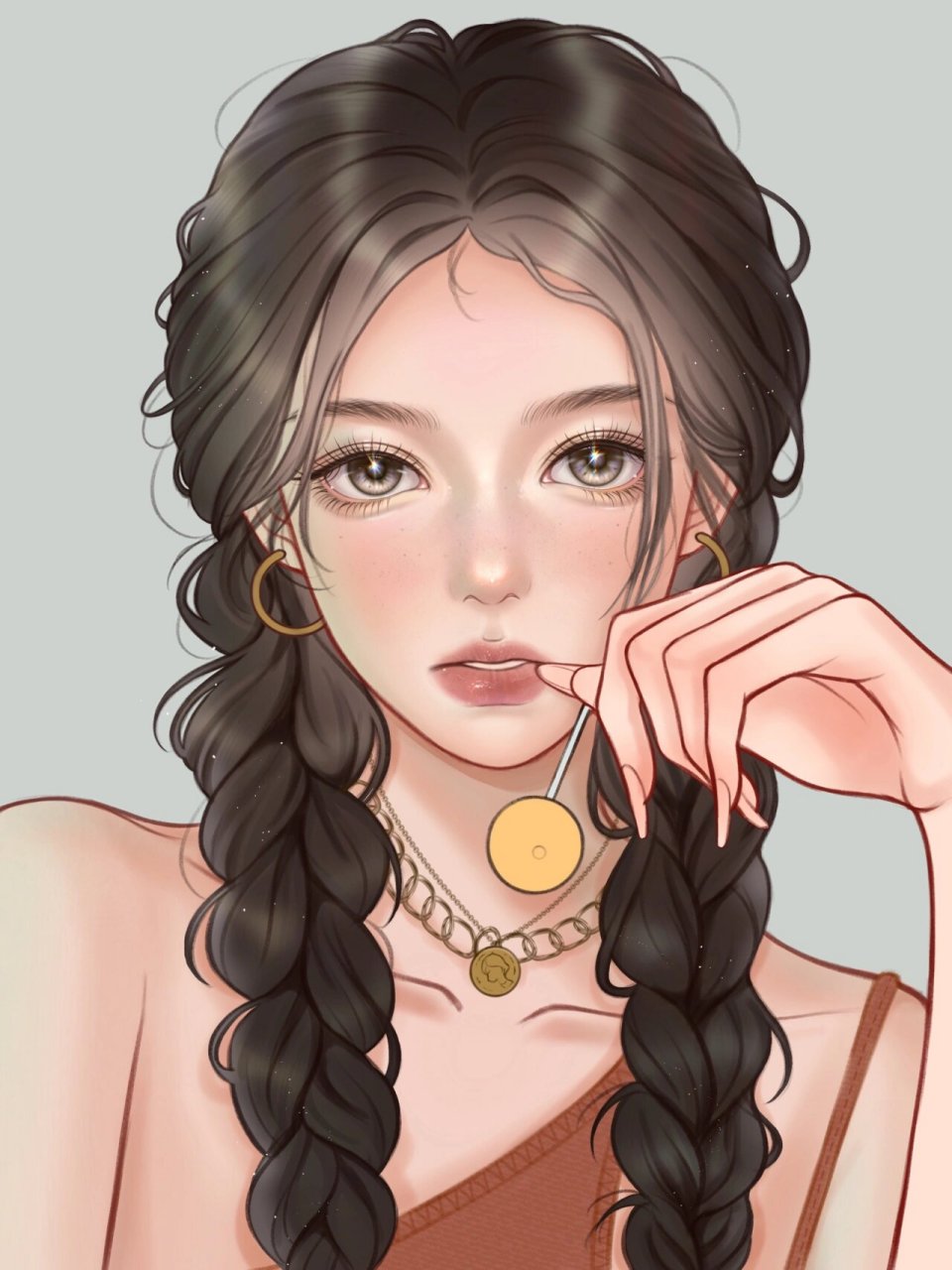 麻花辫子女孩|拽姐头像|女生头像|附过程 拽拽的小姐姐 感觉还是手机