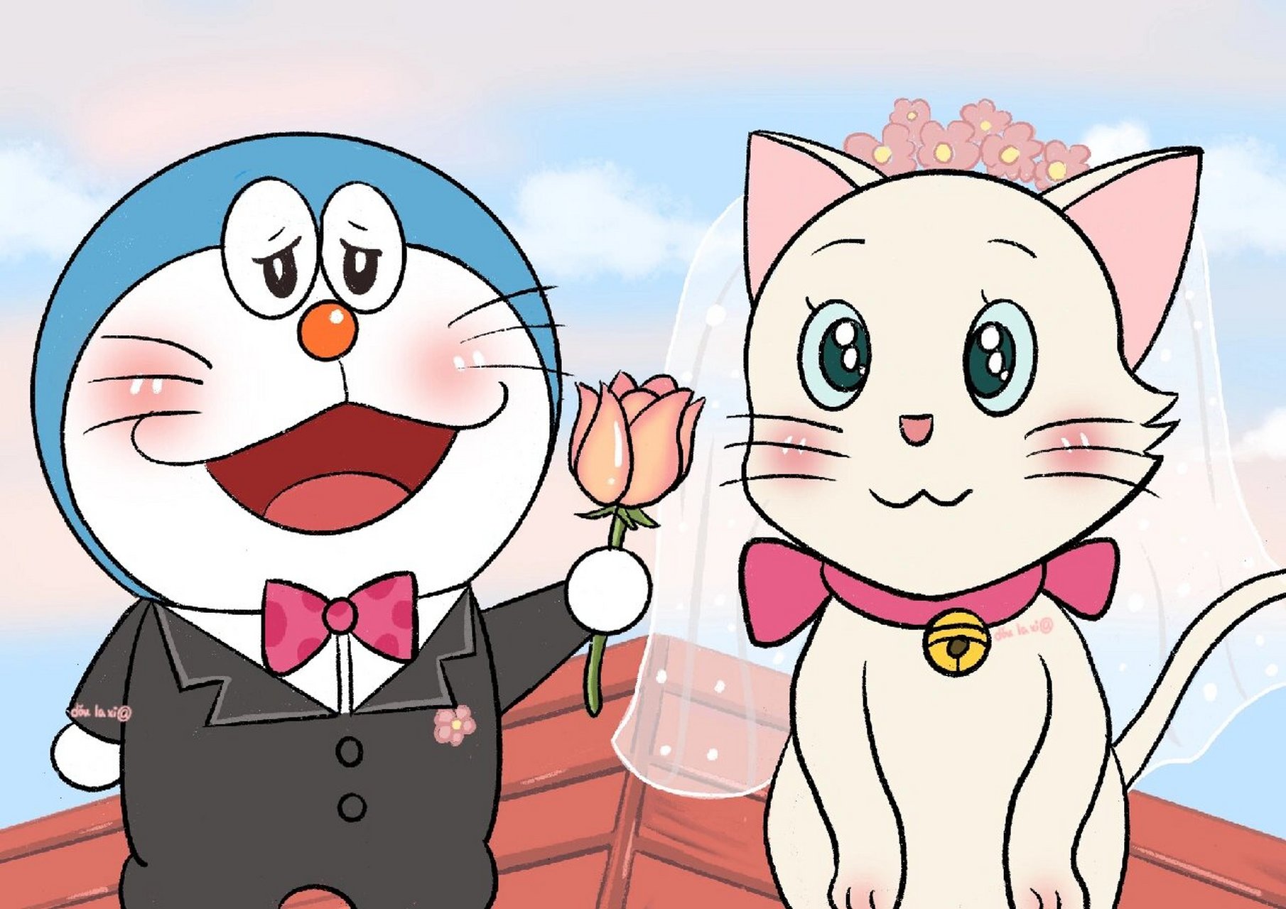 99哆啦a梦主题情侣头像99甜甜婚礼篇 神父(大雄友情出演):"…无论