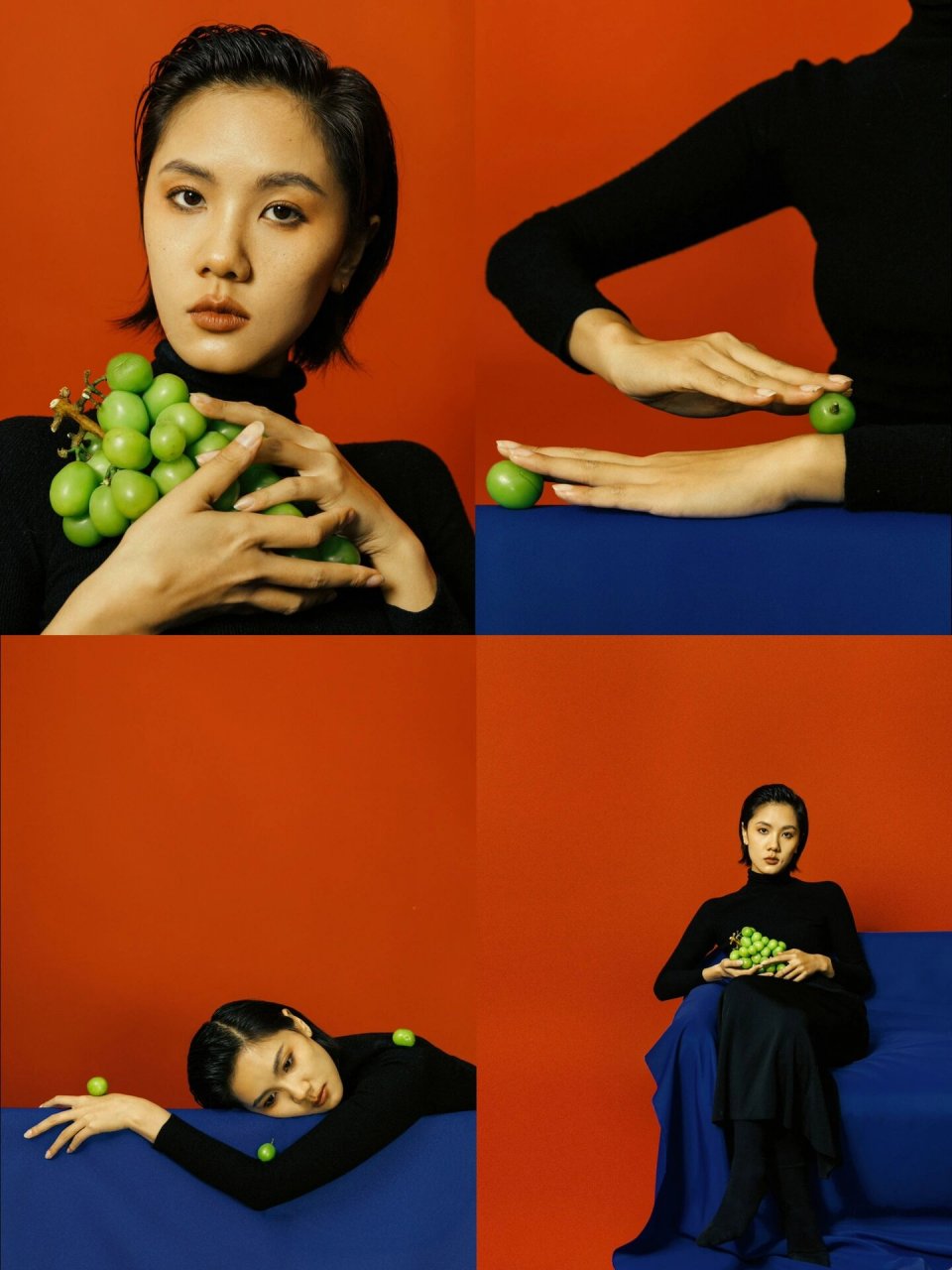 在审美上的配色《红绿蓝》9308杂志感复古写真 一组红绿蓝撞色