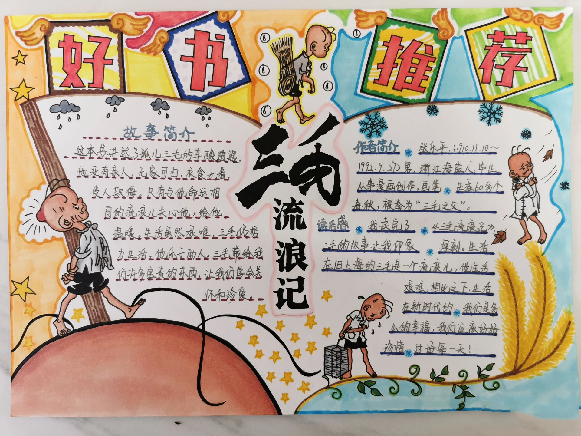 好书推荐《三毛流浪记》手抄报