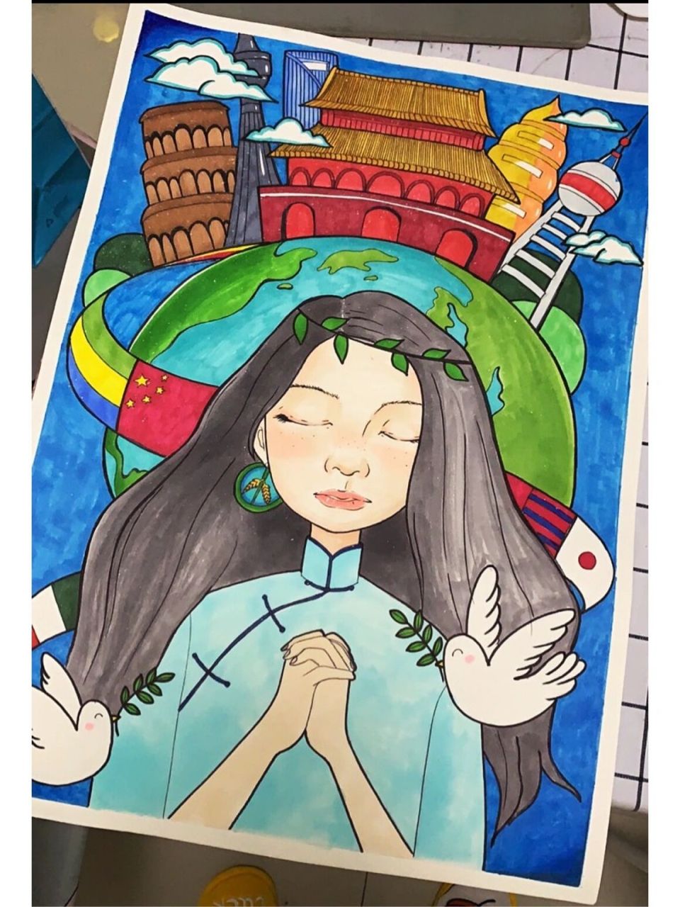 和平爱国主题画 和平爱国主题参赛画 4k纸 已参赛,勿抄袭,可借鉴