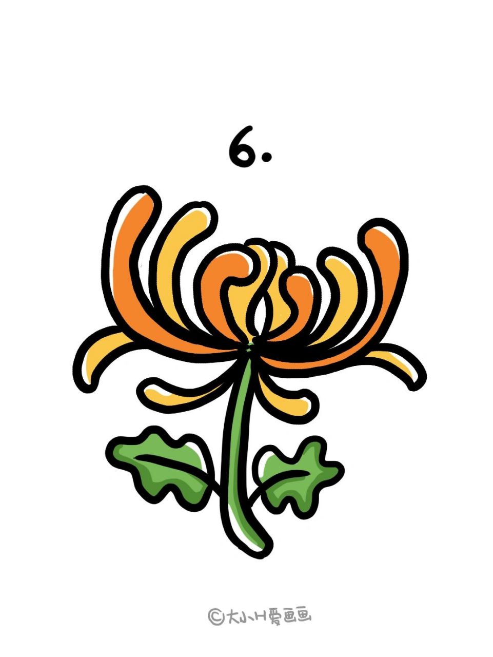 91手绘教程|如何画菊花 重阳节到了,登高赏菊,秋天总能想到菊花,画