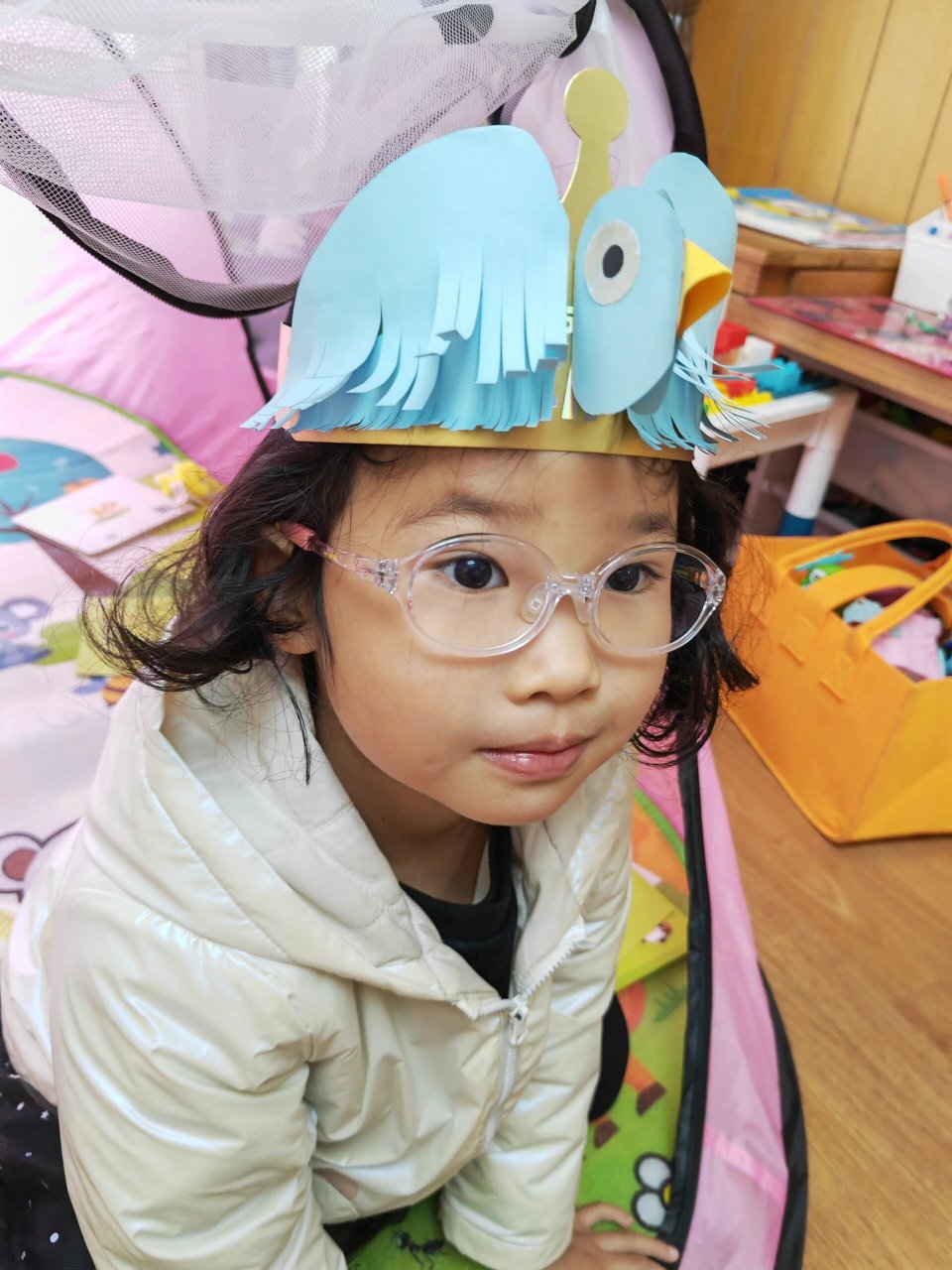 幼儿园小鸟头饰 第一次给孩子做手工,没想到竟然原创了一个手工头饰